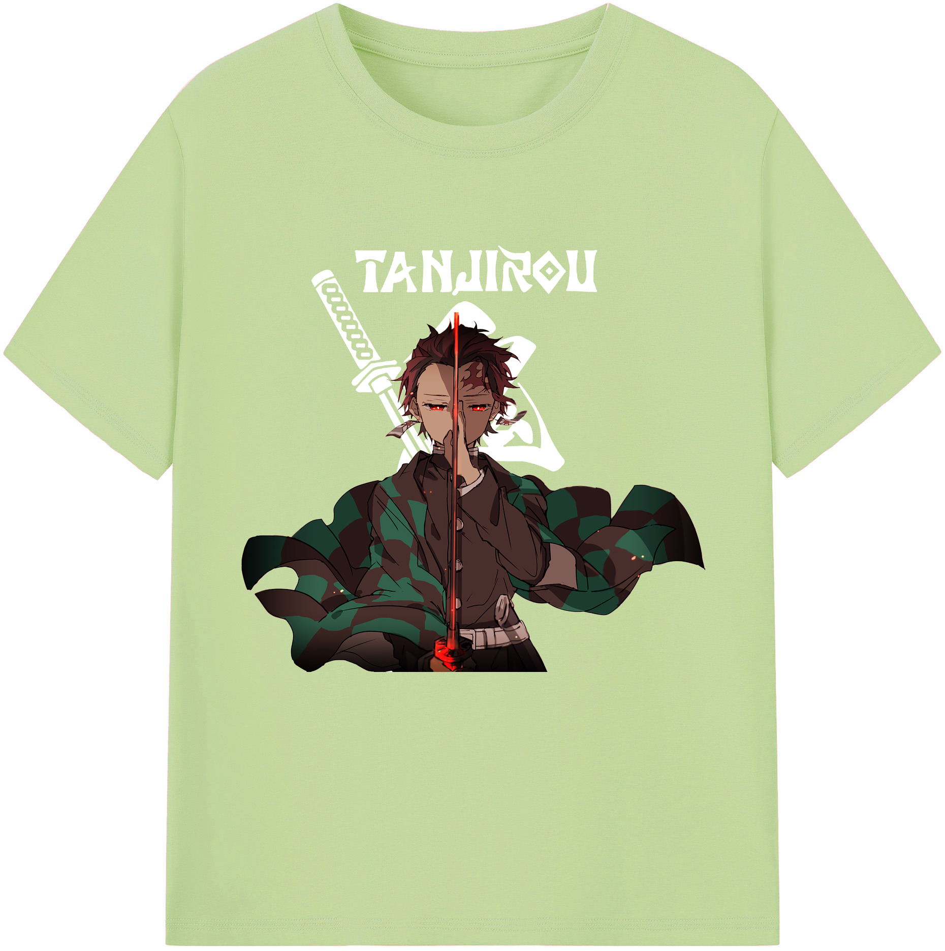 （画像用） 鬼滅の刃 竈門 炭治郎／かまど たんじろう Kamado Tanjirou 綿100％半袖Tシャツ（フロントプリント）